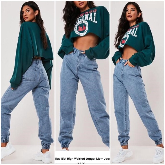 Black riot high waisted jogger mom jeans Clearance